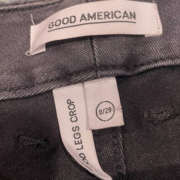 Good American Good Legs Cropped Distressed Skinny Jeans - Dark Denim - Picture 3 of 4